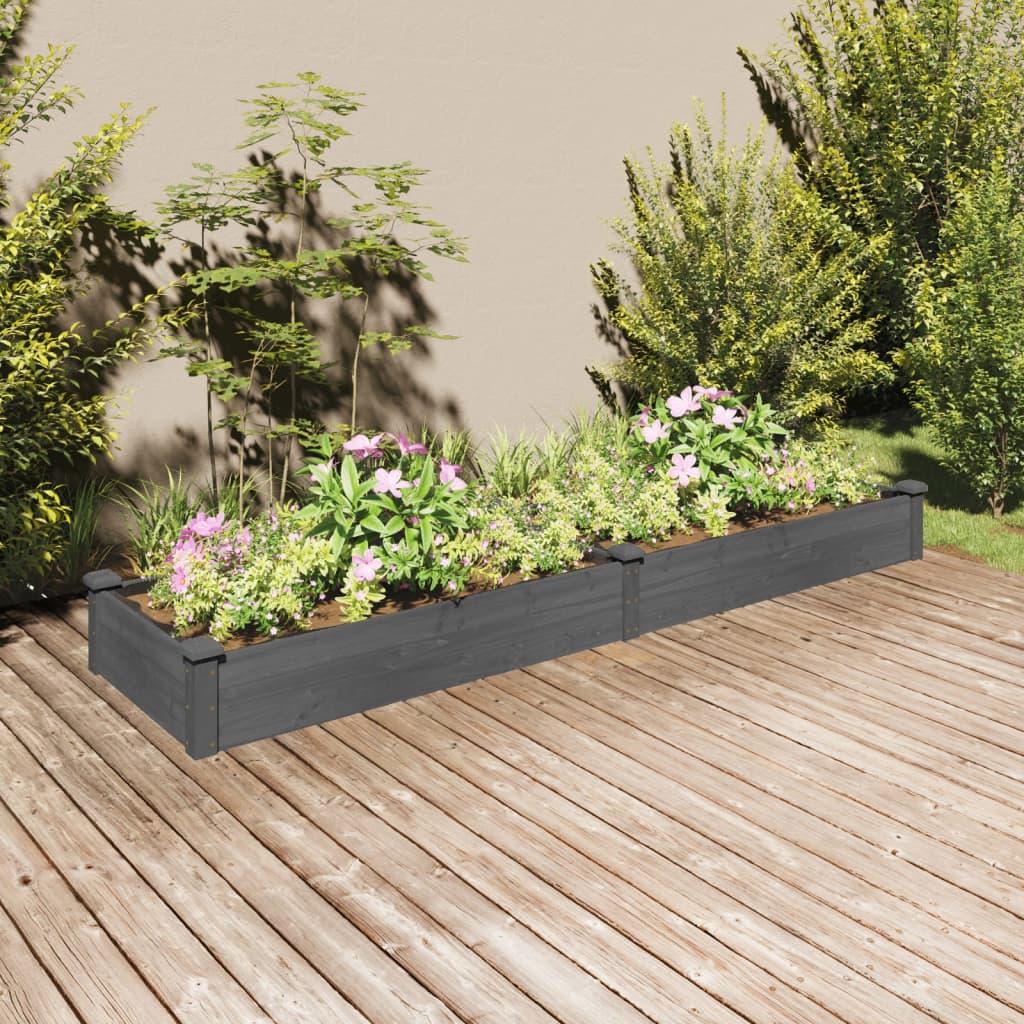 Plantekasse med foring 240x60x25 cm massivt fyrretræ grå Plantekasse med foring 240x60x25 cm massivt fyrretræ grå