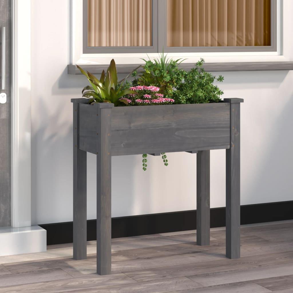 Plantekasse med foring 71x37x76 cm massivt fyrretræ grå Plantekasse med foring 71x37x76 cm massivt fyrretræ grå