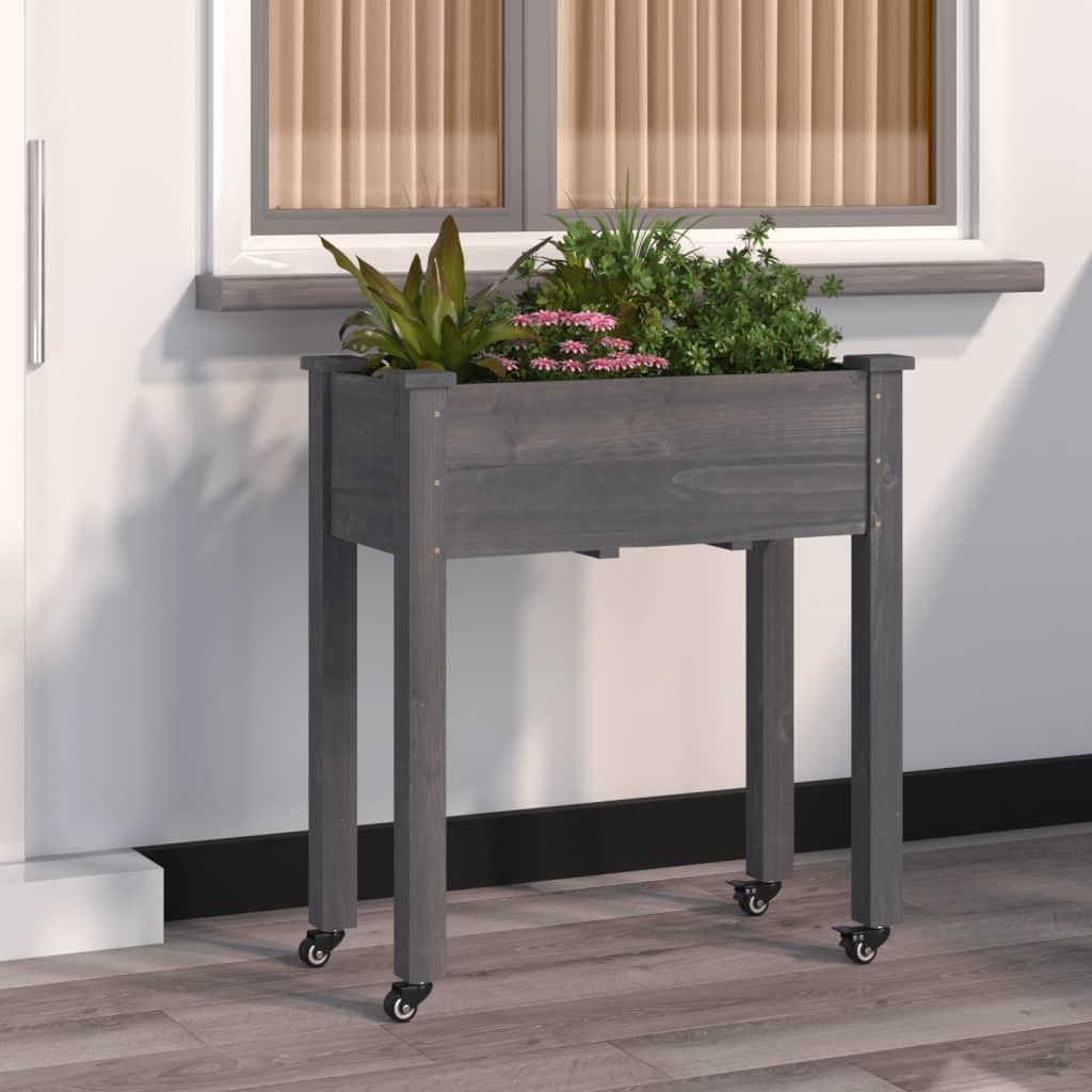 Plantekasse med foring 71x37x80 cm massivt fyrretræ grå Plantekasse med foring 71x37x80 cm massivt fyrretræ grå