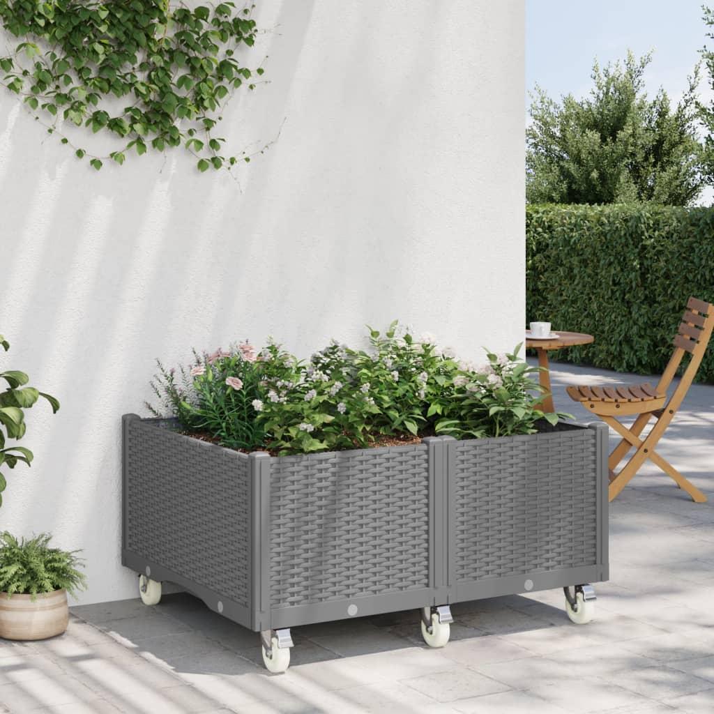 Plantekasse med hjul 100x80x54 cm PP lysegrå Plantekasse med hjul 100x80x54 cm PP lysegrå