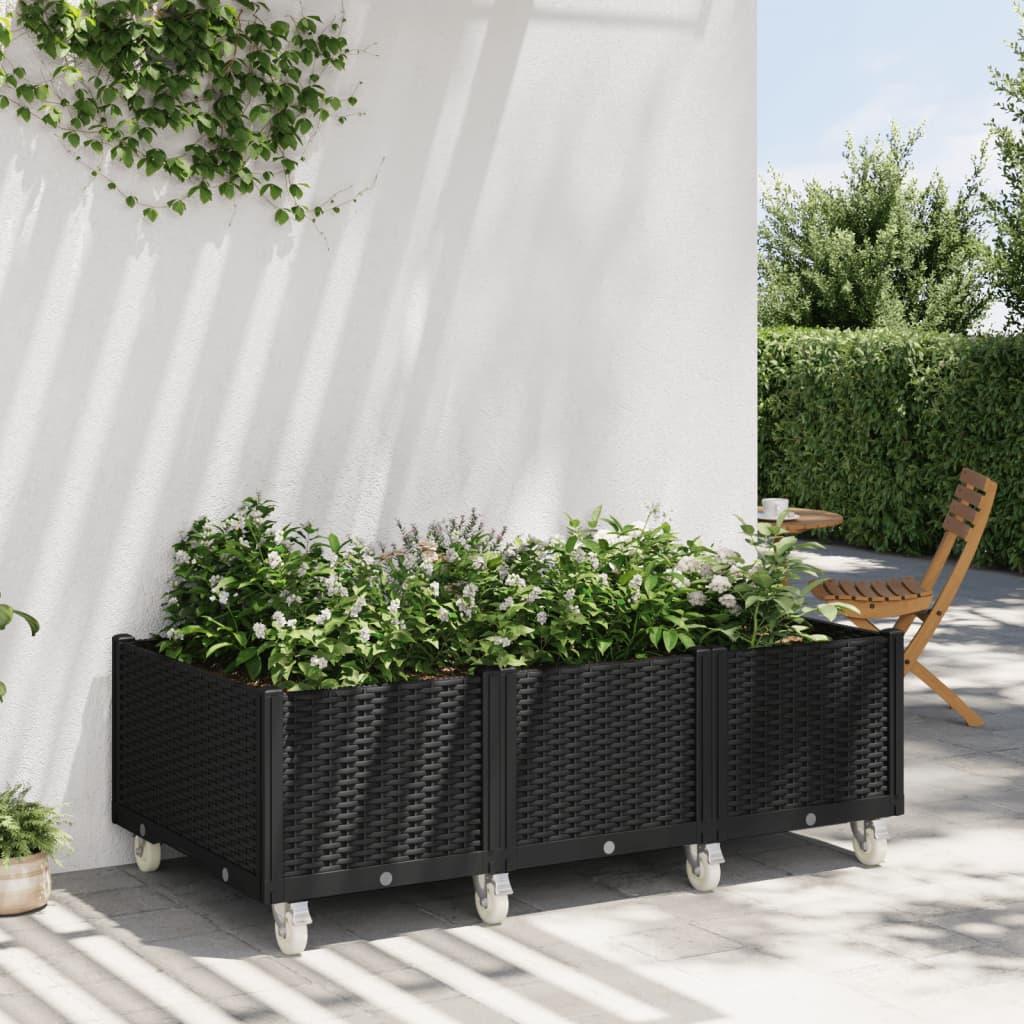 Plantekasse med hjul 150x80x54 cm PP sort Plantekasse med hjul 150x80x54 cm PP sort