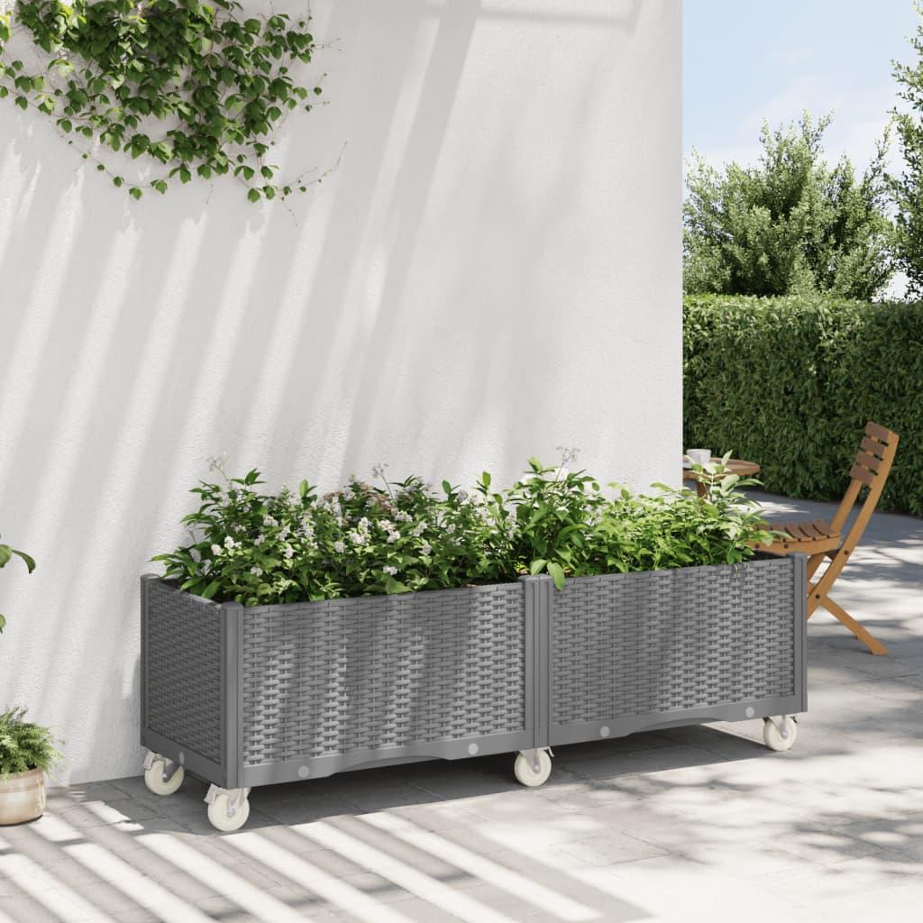 Plantekasse med hjul 160x50x54 cm PP lysegrå Plantekasse med hjul 160x50x54 cm PP lysegrå
