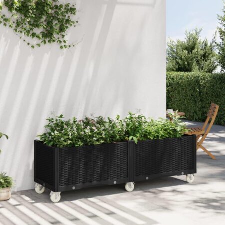 Plantekasse med hjul 160x50x54 cm PP sort