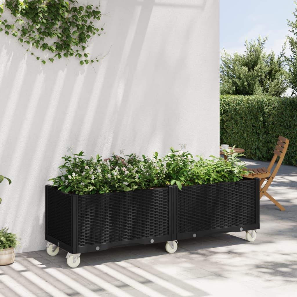 Plantekasse med hjul 160x50x54 cm PP sort Plantekasse med hjul 160x50x54 cm PP sort