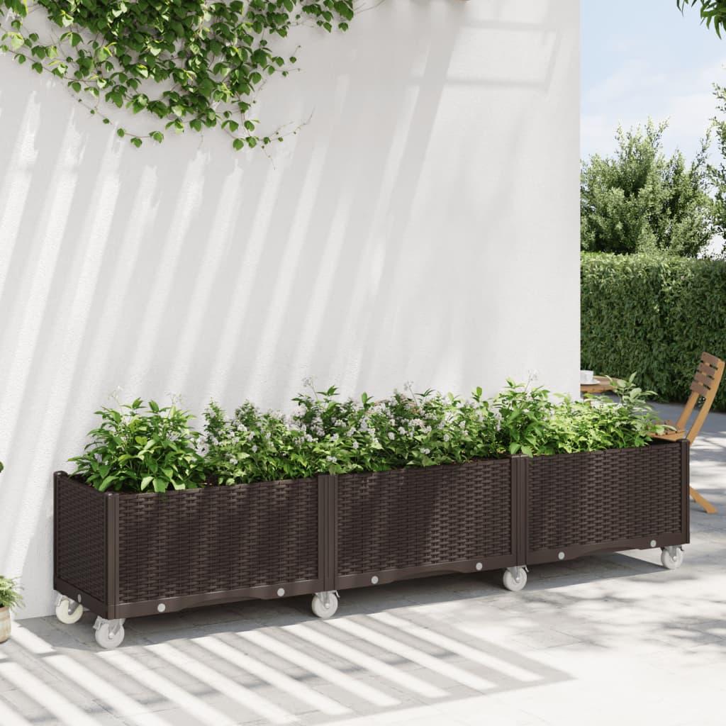 Plantekasse med hjul 240x50x54 cm PP brun Plantekasse med hjul 240x50x54 cm PP brun