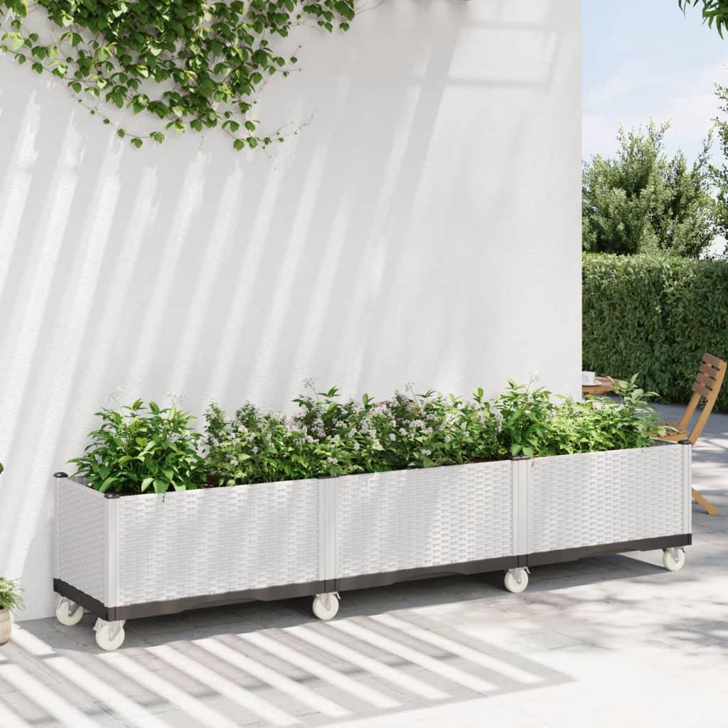 Plantekasse med hjul 240x50x54 cm PP hvid Plantekasse med hjul 240x50x54 cm PP hvid