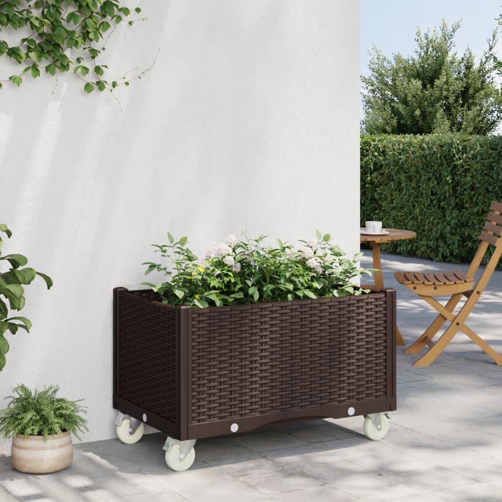 Plantekasse med hjul 80x50x54 cm PP brun Plantekasse med hjul 80x50x54 cm PP brun