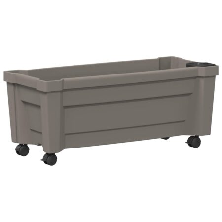 Plantekasse med hjul - grå 79 × 35 × 33 cm, PP, med vandingssystem