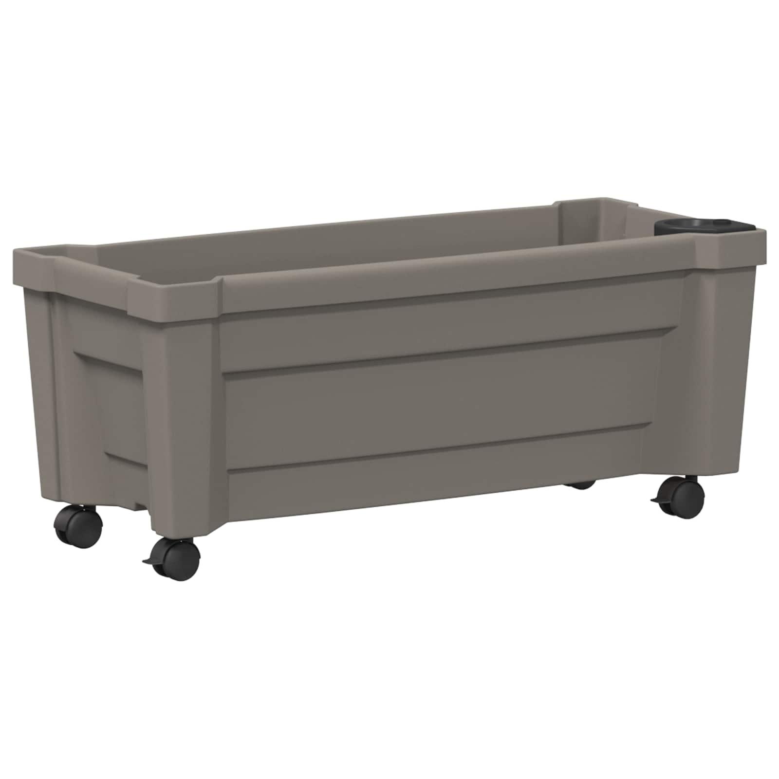 Plantekasse med hjul - grå 79 × 35 × 33 cm, PP, med vandingssystem Plantekasse med hjul - grå 79 × 35 × 33 cm, PP, med vandingssystem