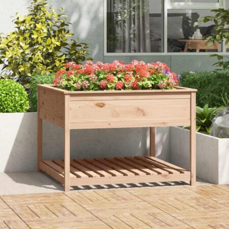 Plantekasse med hylde 111,5x111,5x81 cm massivt fyrretræ