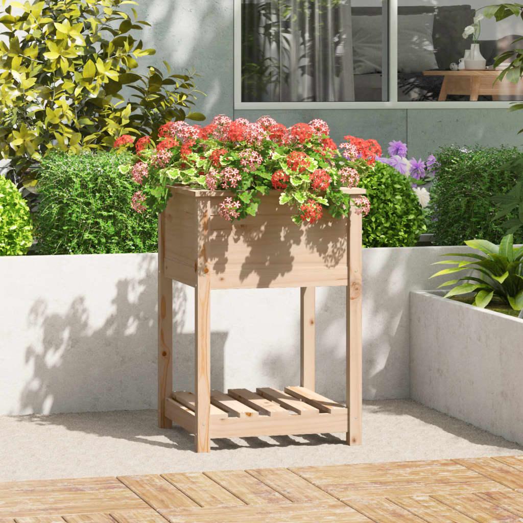 Plantekasse med hylde 54x54x81 cm massivt fyrretræ Plantekasse med hylde 54x54x81 cm massivt fyrretræ