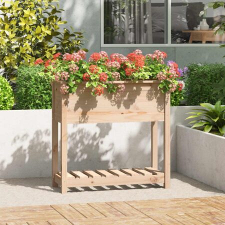 Plantekasse med hylde 82,5x34,5x81 cm massivt fyrretræ