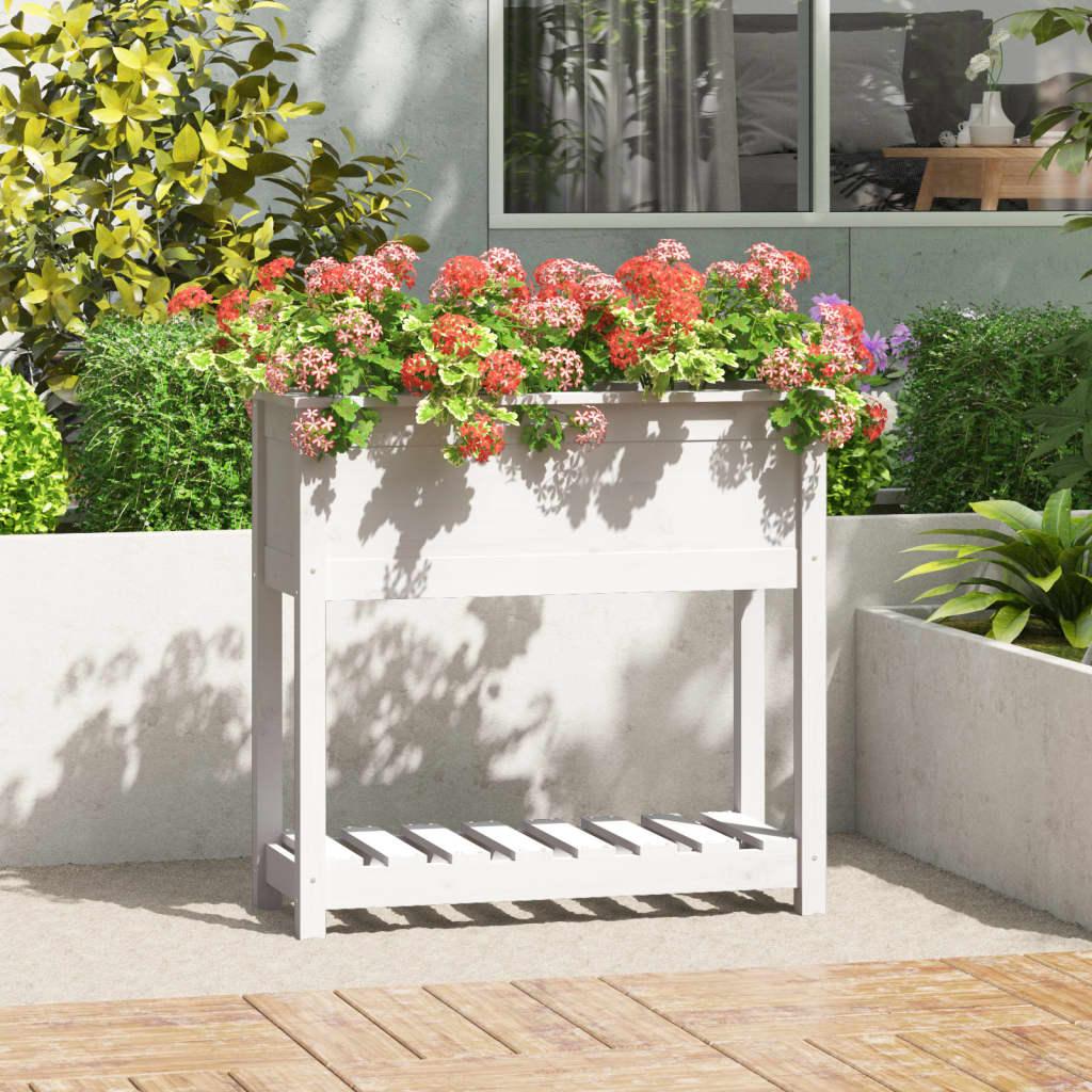 Plantekasse med hylde 82,5x34,5x81 cm massivt fyrretræ hvid Plantekasse med hylde 82,5x34,5x81 cm massivt fyrretræ hvid