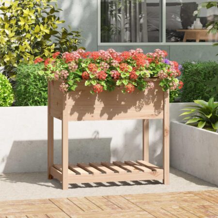 Plantekasse med hylde 82,5x54x81 cm massivt fyrretræ