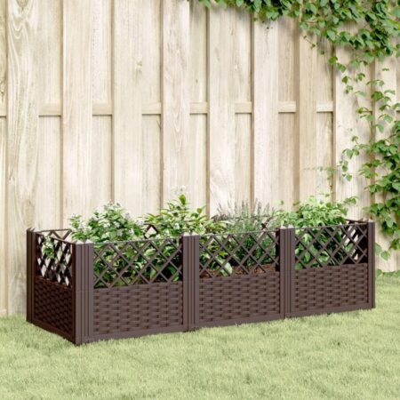 Plantekasse med spyd 123,5x43,5x43,5 PP brun