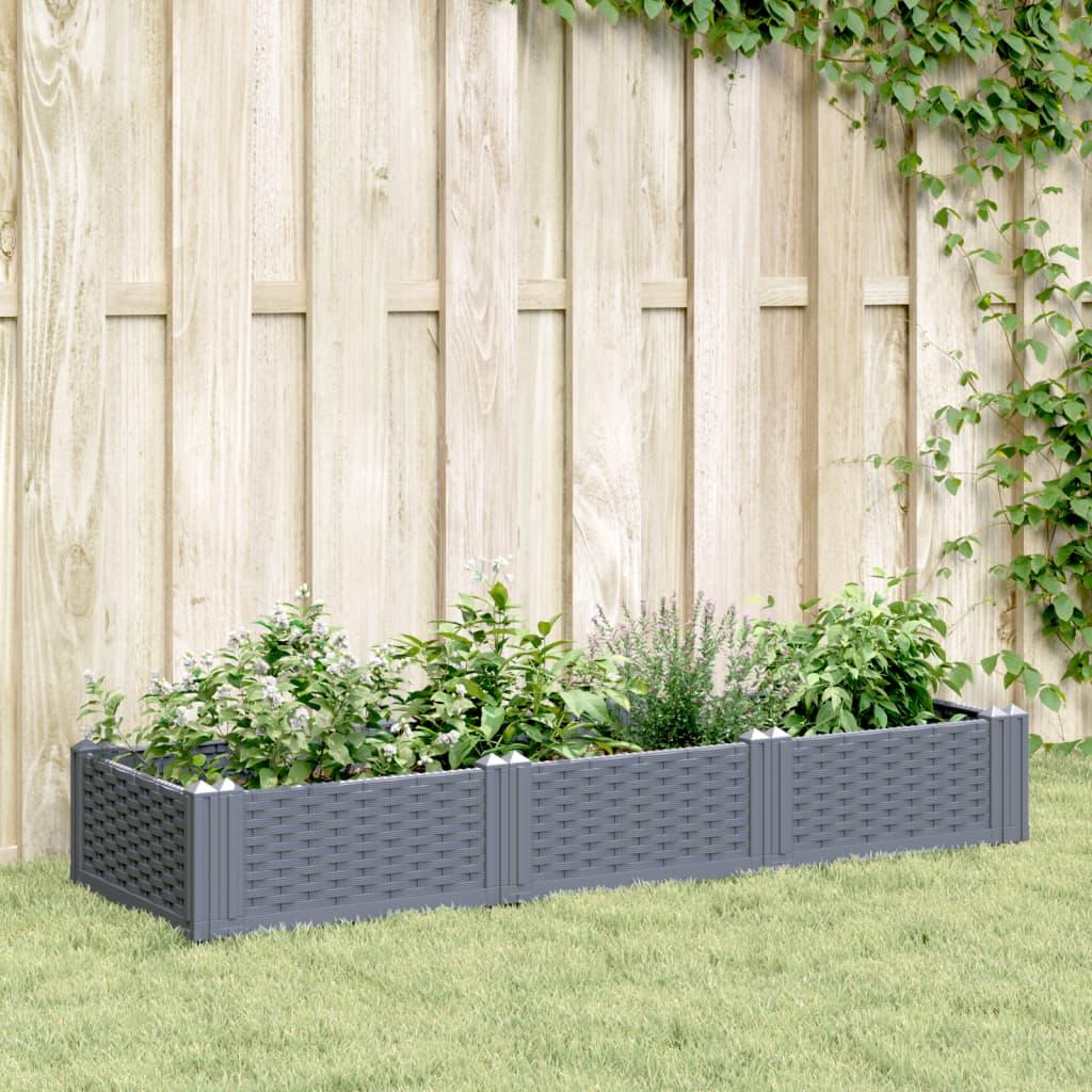 Plantekasse med spyd 125x40x28,5 cm PP blågrå Plantekasse med spyd 125x40x28,5 cm PP blågrå