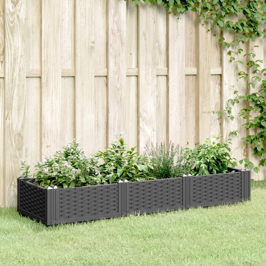 Plantekasse med spyd 125x40x28,5 cm PP sort Plantekasse med spyd 125x40x28,5 cm PP sort