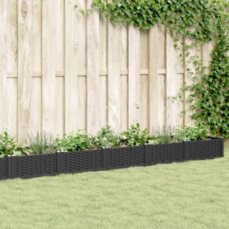 Plantekasse med spyd 362,5x42,5x28,5 cm PP sort