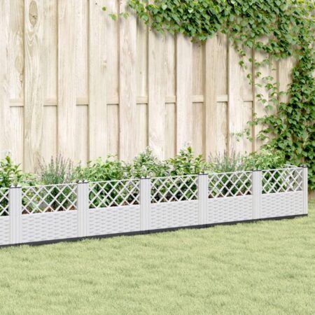 Plantekasse med spyd 363,5x43,5x43,5 PP hvid