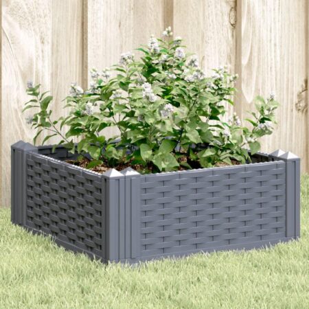 Plantekasse med spyd 42,5x42,5x28,5 cm PP blågrå