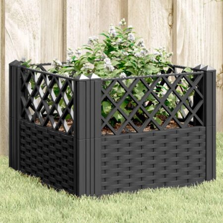 Plantekasse med spyd 43,5x43,5x43,5 cm PP brun