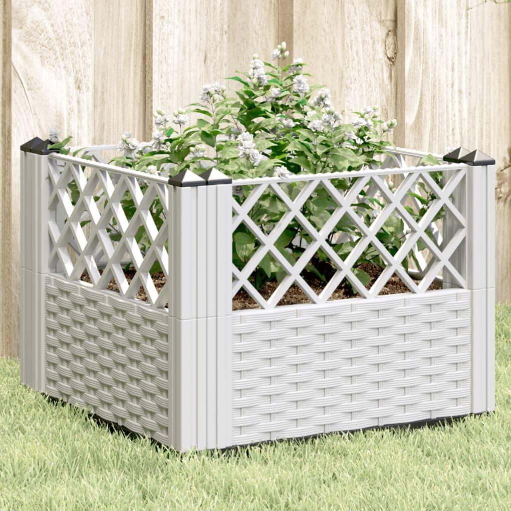 Plantekasse med spyd 43,5x43,5x43,5 cm PP hvid Plantekasse med spyd 43,5x43,5x43,5 cm PP hvid