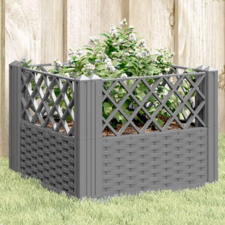 Plantekasse med spyd 43,5x43,5x43,5 cm PP lysegrå
