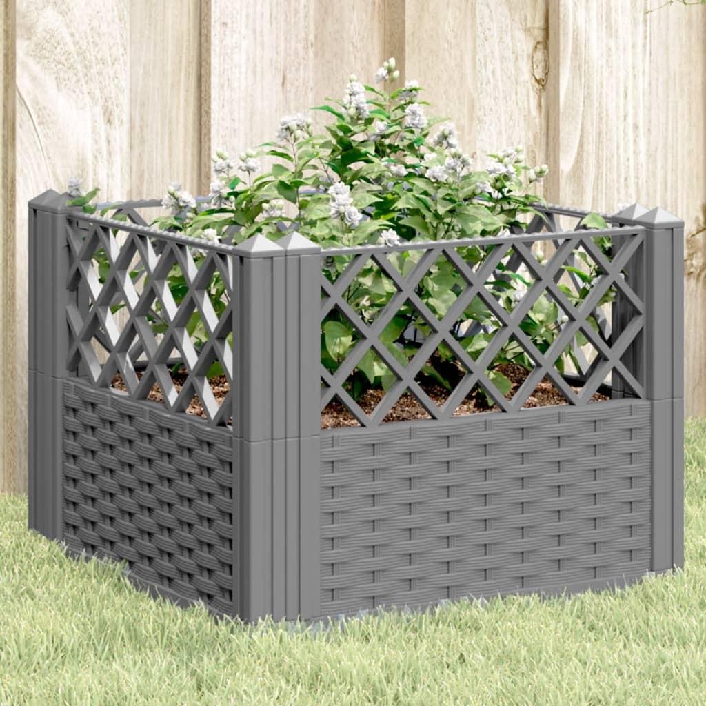 Plantekasse med spyd 43,5x43,5x43,5 cm PP lysegrå Plantekasse med spyd 43,5x43,5x43,5 cm PP lysegrå