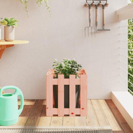 Plantekasse med stakitdesign 40x40x40 cm massivt douglasfyr