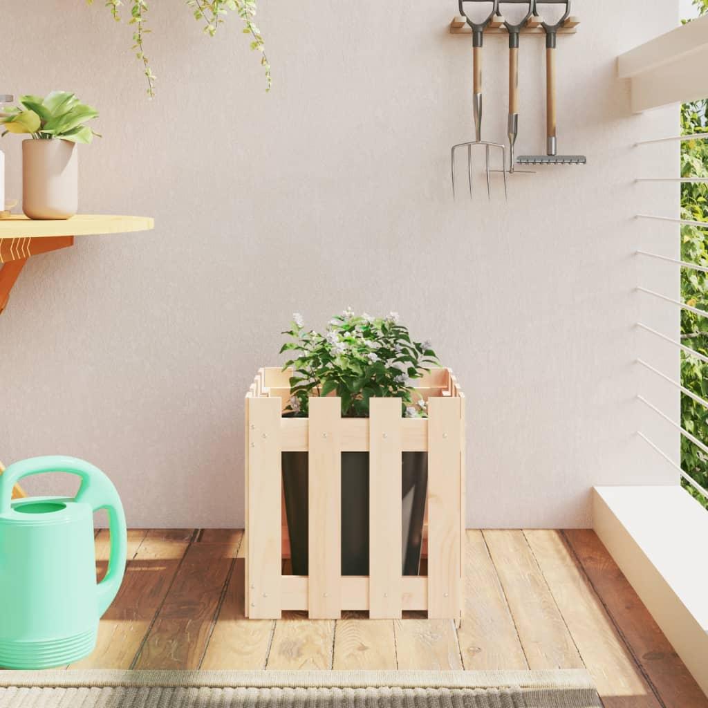 Plantekasse med stakitdesign 40x40x40 cm massivt fyrretræ Plantekasse med stakitdesign 40x40x40 cm massivt fyrretræ