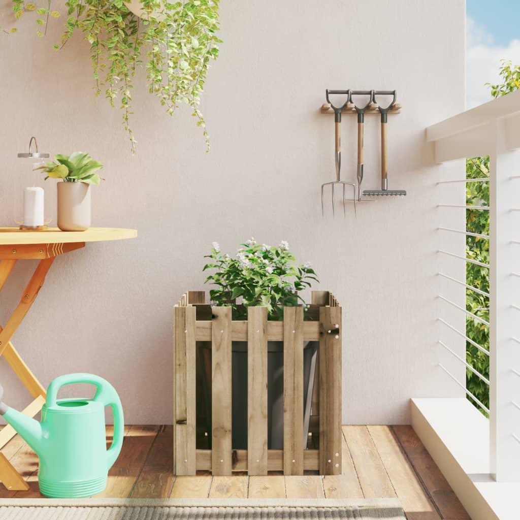 Plantekasse med stakitdesign 50x50x50 cm imprægneret fyrretræ Plantekasse med stakitdesign 50x50x50 cm imprægneret fyrretræ