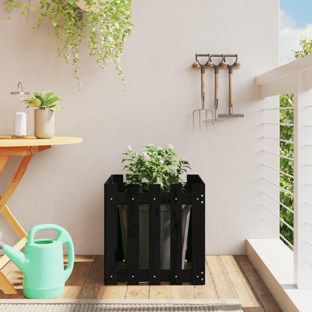Plantekasse med stakitdesign 50x50x50 cm massivt fyrretræ sort Plantekasse med stakitdesign 50x50x50 cm massivt fyrretræ sort