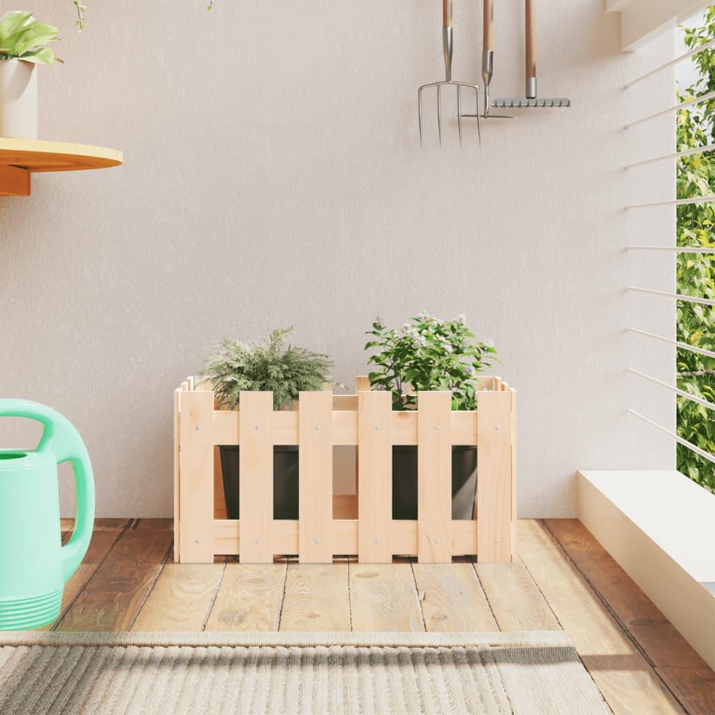 Plantekasse med stakitdesign 60x30x30 cm massivt fyrretræ Plantekasse med stakitdesign 60x30x30 cm massivt fyrretræ