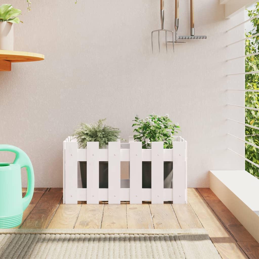 Plantekasse med stakitdesign 60x30x30 cm massivt fyrretræ hvid Plantekasse med stakitdesign 60x30x30 cm massivt fyrretræ hvid