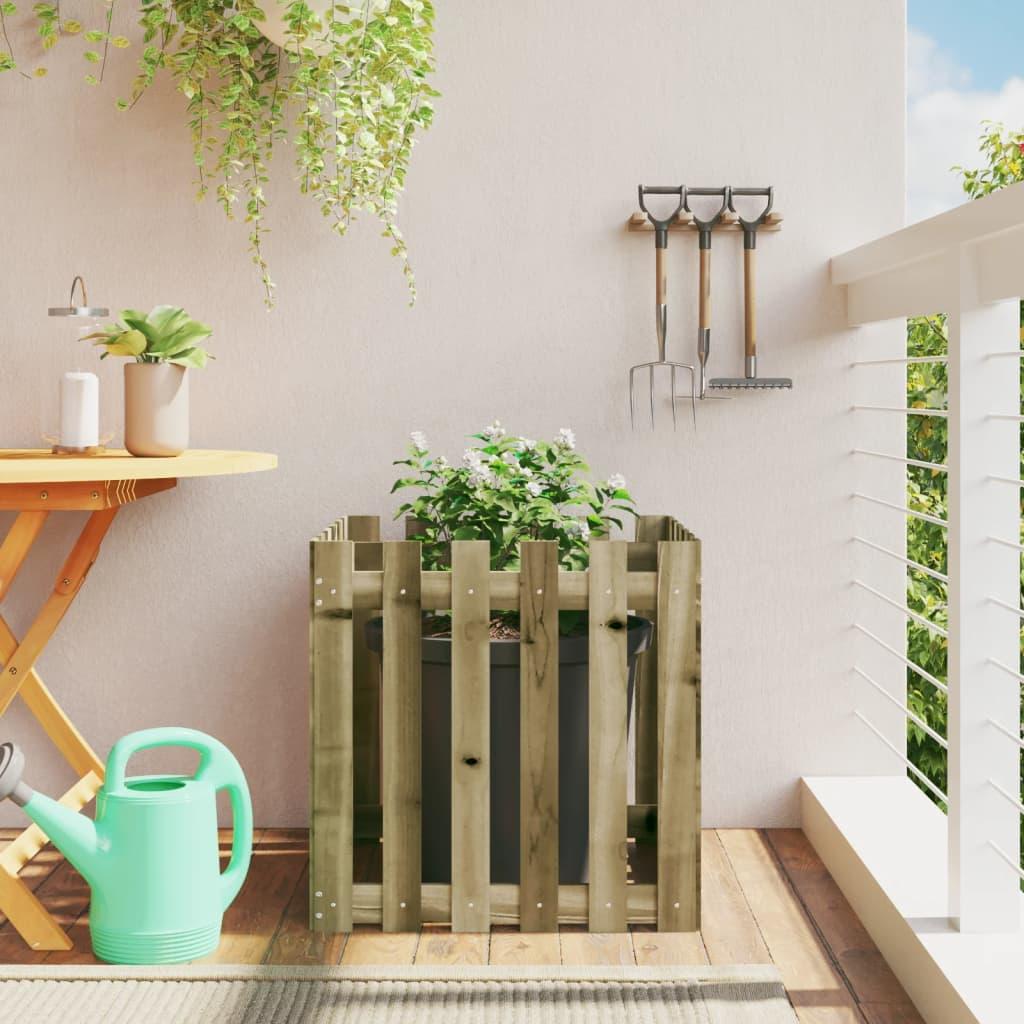 Plantekasse med stakitdesign 60x60x60 cm imprægneret fyrretræ Plantekasse med stakitdesign 60x60x60 cm imprægneret fyrretræ