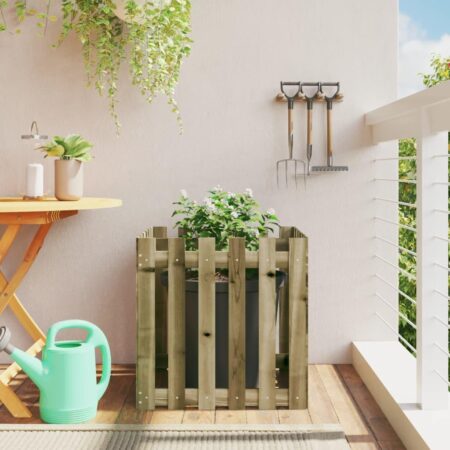 Plantekasse med stakitdesign 60x60x60 cm imprægneret fyrretræ