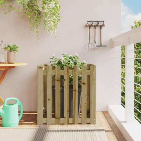 Plantekasse med stakitdesign 70x70x70 cm imprægneret fyrretræ