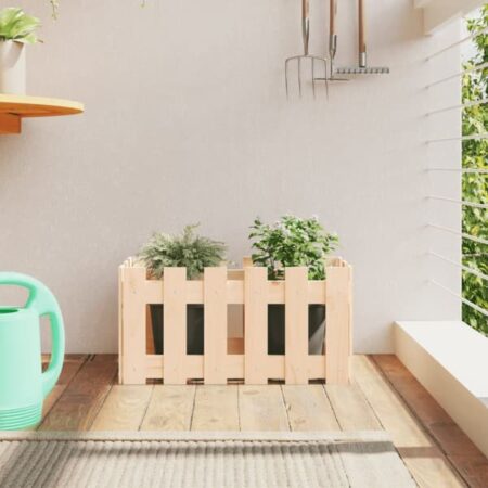 Plantekasse med stakitdesign - Højbed i massivt fyrretræ | Størrelse: 60x30x30 cm