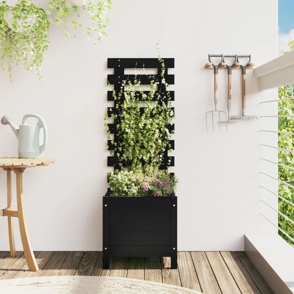 Plantekasse med stativ 39,5×39,5×114 cm - massivt fyrretræ, sort Plantekasse med stativ 39,5×39,5×114 cm - massivt fyrretræ, sort