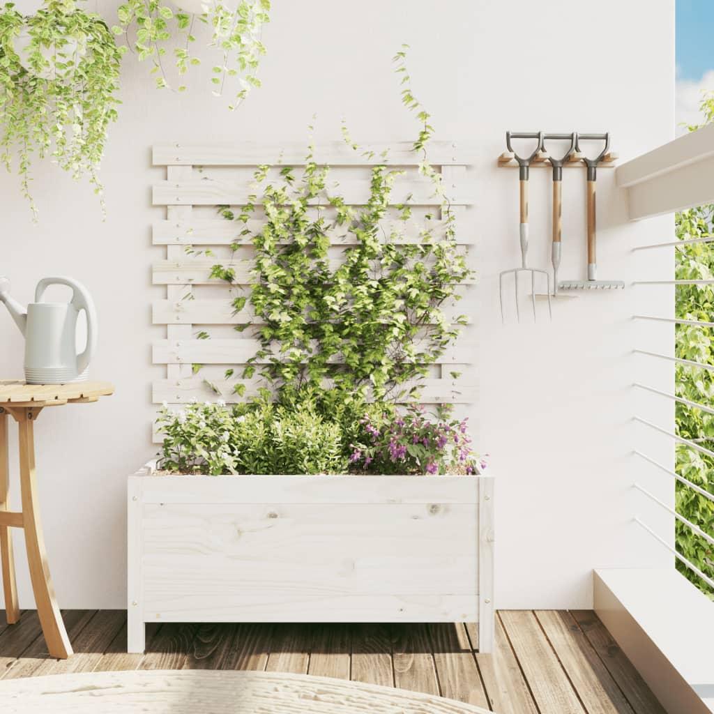 Plantekasse med stativ 79x39,5x114 cm massivt fyrretræ hvid Plantekasse med stativ 79x39,5x114 cm massivt fyrretræ hvid