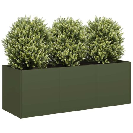 Plantekasse olivengrøn 120x40x40 cm koldvalset stål