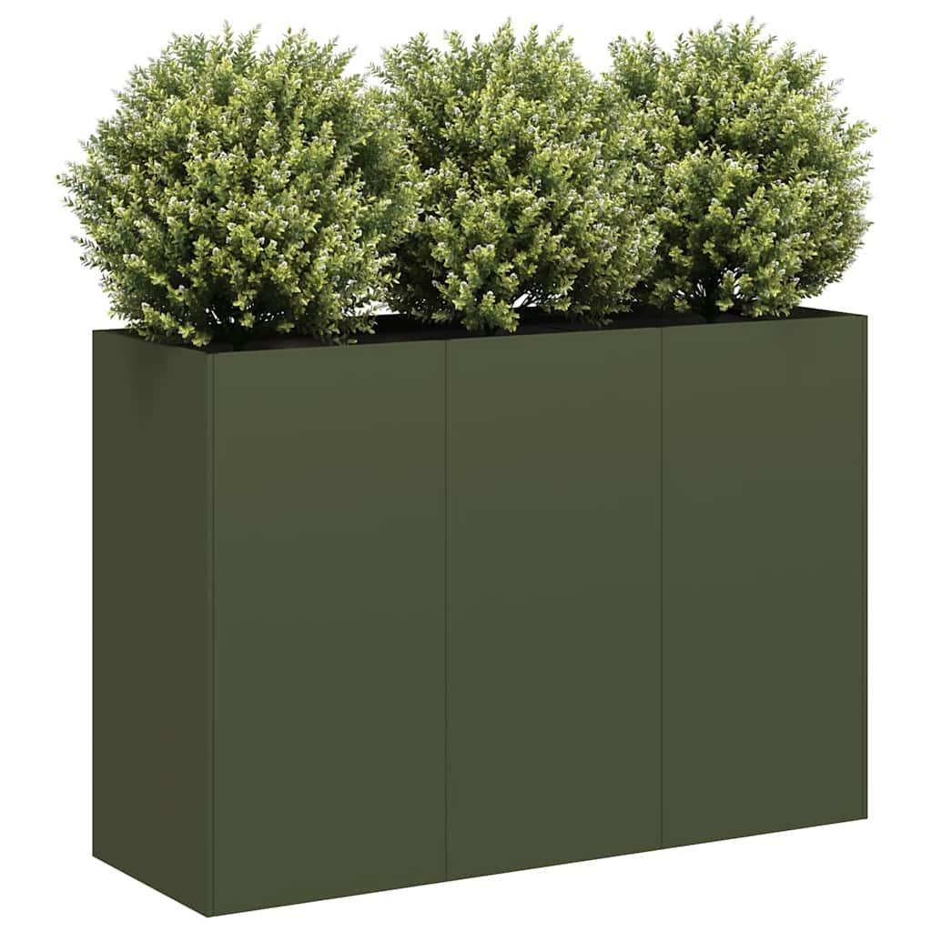 Plantekasse olivengrøn 120x40x80 cm koldvalset stål Plantekasse olivengrøn 120x40x80 cm koldvalset stål