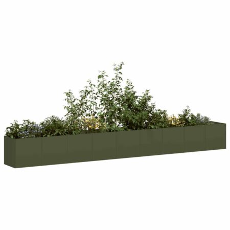 Plantekasse olivengrøn 360x40x40 cm koldvalset stål
