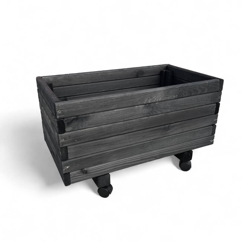 Plantekasse på hjul 60 x 34 x 32 cm - Sort træ Plantekasse på hjul 60 x 34 x 32 cm - Sort træ