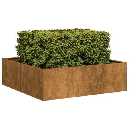 Plantekasse rustfarvet 100x100x30 cm forvitringsstål