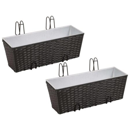 Plantekasse til altan 2 stk. 50 cm sort