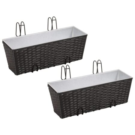 Plantekasse til altan 2 stk. 50 cm sort