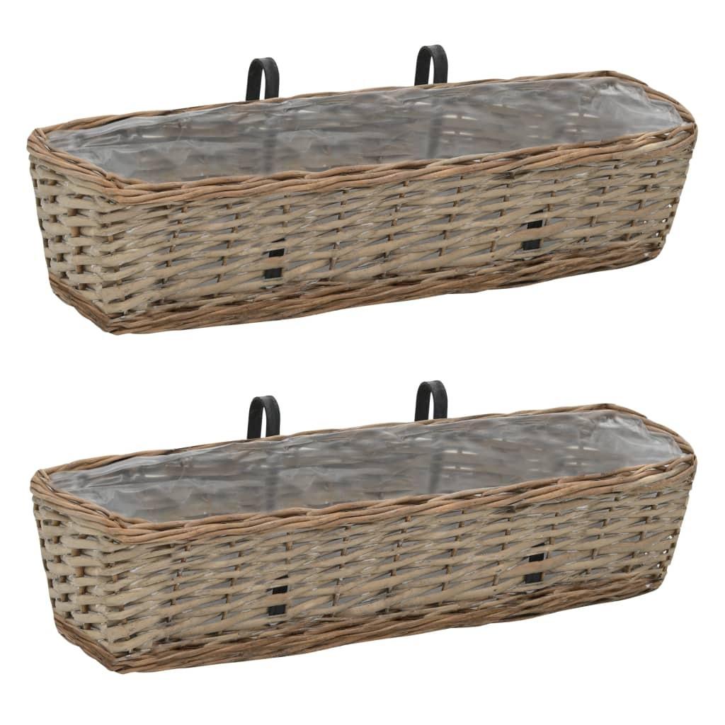 Plantekasse til balkonen 2 stk. kurveflet med PE-foring 60 cm Plantekasse til balkonen 2 stk. kurveflet med PE-foring 60 cm