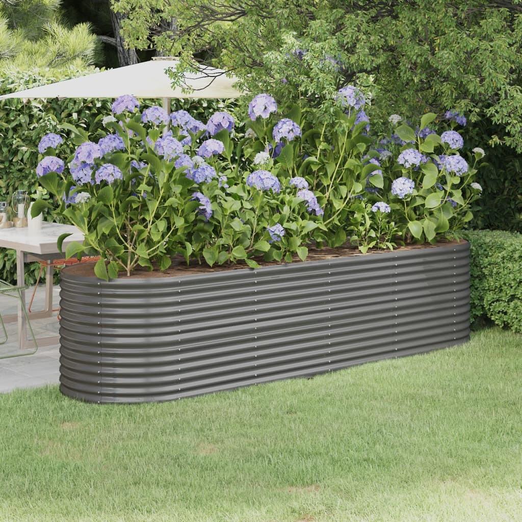 Plantekasse/højbed 296 × 80 × 68 cm - galvaniseret stål, grå Plantekasse/højbed 296 × 80 × 68 cm - galvaniseret stål, grå