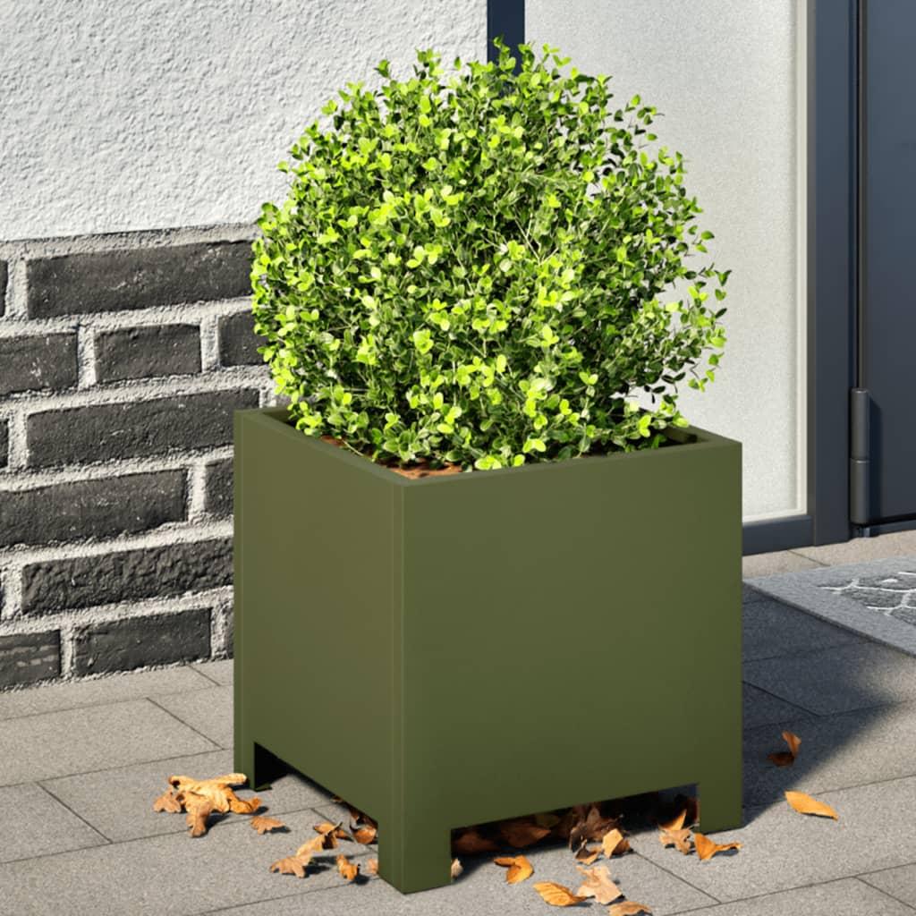 Plantekasser 2 stk. 30x30x30 cm stål olivengrøn Plantekasser 2 stk. 30x30x30 cm stål olivengrøn